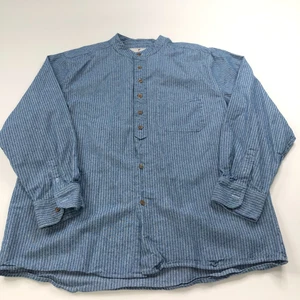 Camisa informal Lee Valley Ireland cuello grande con bandas para hombre con botones manga larga azul - Imagen 1 de 10