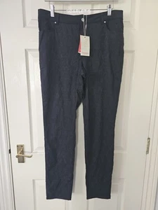 Monsoon Josie Jacquard Trousers Navy Size 16 Stretch New With Tags Classic Comfy - Picture 1 of 11