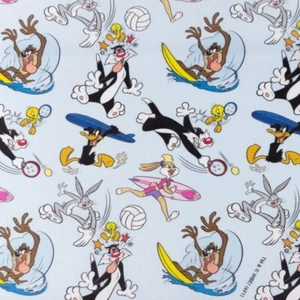 Baumwolle Stoff Dekostoff Looney Tunes Ballspiel auf HELLBLAU EUR 13,98/m - Bild 1 von 1