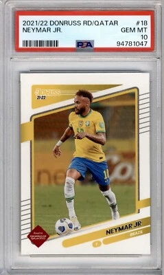 PSA 10 SOCCER NEYMAR JR. DONRUSS ROAD QATAR BRAZIL #18 2021-22 GEM MINT 75B - Image 1 of 3