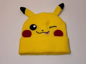 Pokemon Pikachu Big Wink Face Knit Beanie Hat With Ears One Size Fits Most. 2023 - Picture 1 of 7