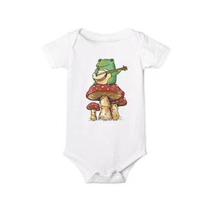 Whimsical Frog Infant Bodysuit Baby Shower Gift, Cute Baby Outfit, Cottagecore - Picture 1 of 45