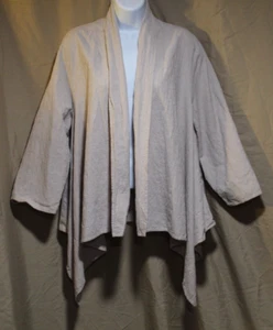 Norm Thompson Women's XL Beige Open-Front Handkerchief Cardigan Linen/Cotton - Picture 1 of 10