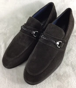 Section X Loafers Men's 9M Saint Braid Bit Venetian Brown Suede Leather Shoes - Picture 1 of 9