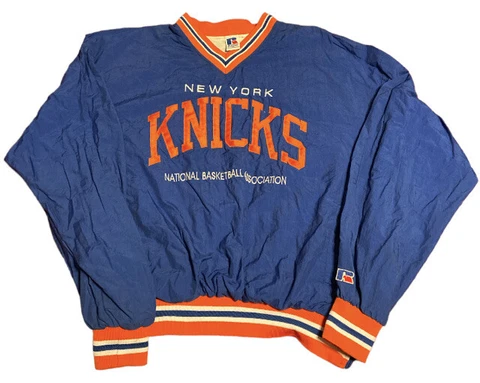 Vintage 90s Russell New York Knicks Warm Up Nylon Pullover Jacket / Size XL NBA Cover