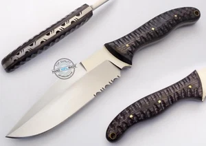 9.75" Custom Made Beautiful D2 Tool steel Skinning Hunting Knife (with saw (1115 - Picture 1 of 6