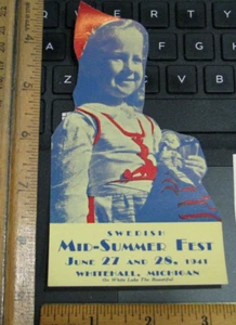 Travel Label / Decal Luggage - 1930's 1940's - Whitehall Michigan 1941 Swedish - Picture 1 of 2