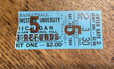 Northwestern Wildcats 93 vs Michigan 72 Jan 11 1958 Basketball Ticket Stub