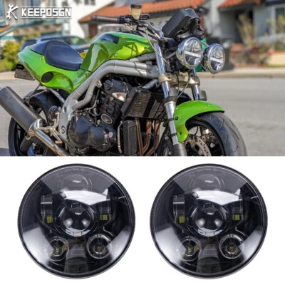 2pcs 5.75" LED Headlight 6500K Hi/Lo Projector For Triumph Speed Triple 955i - Image 1 of 4