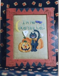 Waxing Moon Designs SCAREDY CAT Halloween Pumpkins Black Cat Cross Stitch Chart - Picture 1 of 3