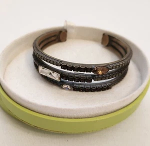 Sorrelli Gold Tone Cuff Rhinestone Layered Band Bracelet  - Picture 1 of 9