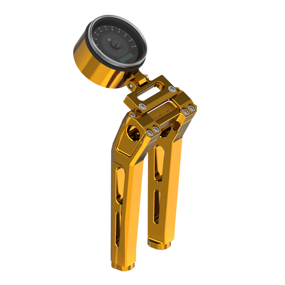 Elevador dorado de 10" de alto con soporte de calibre para Harley 2025 Low Rider S FXLRST FXBB Foto 1 de 4