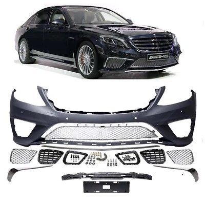 2014 2015 2016 2017 S63 Front Bumper S550 Chrome Mesh Fits AMG S-Class Full  New - Image 1 of 4