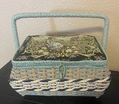 Cesta de costura de tapiz vintage Foto 1 de 4