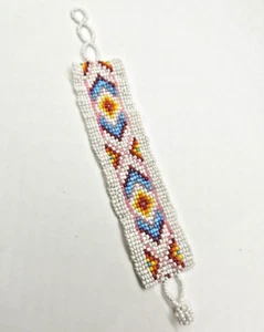 Loom Beaded Band Bracelet w/Loop and Ball Clasp Handmade Fashion Jewelry - Picture 1 of 2