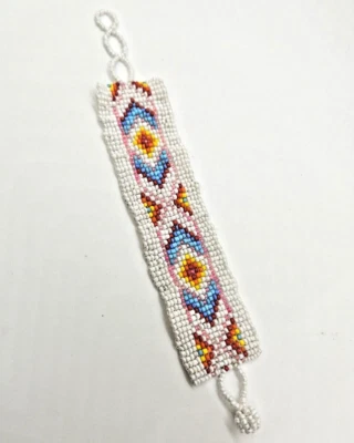 Loom Beaded Band Bracelet w/Loop and Ball Clasp Handmade Fashion Jewelry - Image 1 of 2