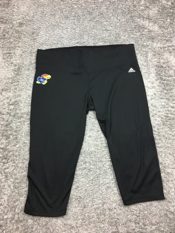 KU Leggings Womens Size 2XL Adidas Cropped Mid-Rise Climalite Active Cover