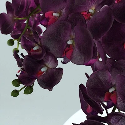 2 EGGPLANT 40" tall Faux Silk Orchid Flowers Sprays Stems Wedding Decorations - Image 1 of 4
