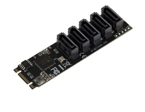 Carte contrôleur M.2 (M2 NGFF) PCIe M ou B+M Key 5 Port SATA 3.0 6Gbps JMB585 - Photo 1/2