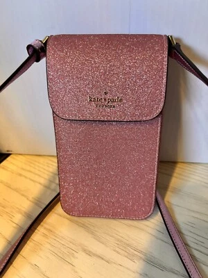 Kate Spade Phone Crossbody Lola Glitter Sparkle Rose Pink with pockets EUC - Image 1 of 4
