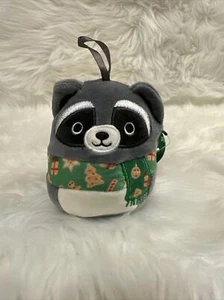 New 4 " Inch Squishmallow Rocky the Raccoon with Scarf Xmas Ornament S4 #79-6 - Picture 1 of 3