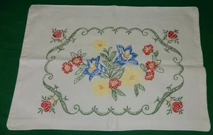 Kissenbezug Zierkissen Baumwolle Handstickerei original alt um 1930-50 - Bild 1 von 2