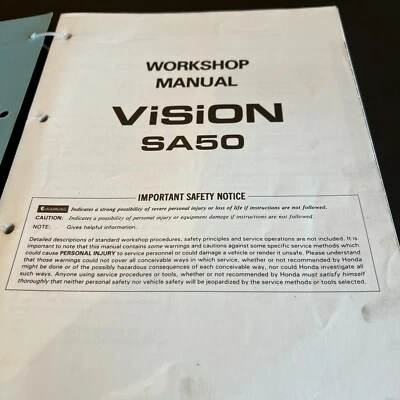 Manual de servicio de taller genuino Honda Vision SA50 1988 Foto 1 de 4