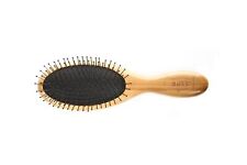 Bass Brushes Medium Oval Cushion Hairbrush Wire Bristle Light Wood Handle 1