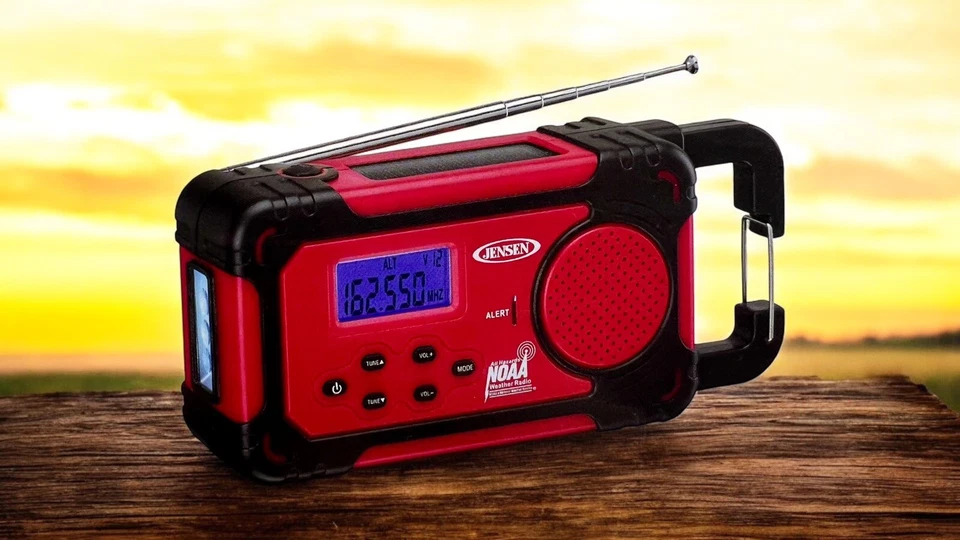 NEW !  JENSEN Portable AM/FM Weather Radio with Weather Alert - Red - Image 1 of 4