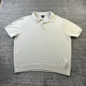 J Crew Polo Shirt Mens Extra Large Beige Tan Sweater Knit Cotton - Picture 1 of 8