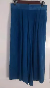 AKF New York Wide Leg Crop Pants Womens Size Medium Rayon Blue Vintage - Picture 1 of 8