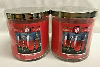 Goose Creek (2) POISON PUNCH Grande 16 OZ 2 Mechas Tarro Velas Halloween Edición Limitada Foto 1 de 2