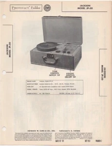 1951 JACKSON JP-30 PHONOGRAPH AMPLIFIER SERVICE MANUAL PHOTOFACT SCHEMATIC FIX - Picture 1 of 1