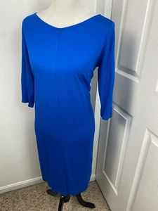 Eileen Fisher kleines zierliches blaues Etuikleid Midi minimalistisch Lagenlook - Bild 1 von 8