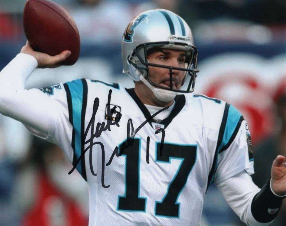 Foto firmada por JAKE DELHOMME 8x10 NFL CAROLINA PANTHERS con holograma certificado de autenticidad Foto 1 de 2