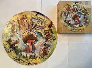 Vtg 1966 Springbok Round Wooden Puzzle HORSES Book Shelf Edition Complete 68pcs - Picture 1 of 21