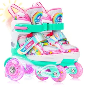 Pattini a Rotelle Bambina Unicorno Pattini Regolabili Pattini a Rotelle in Linea - Foto 1 di 12