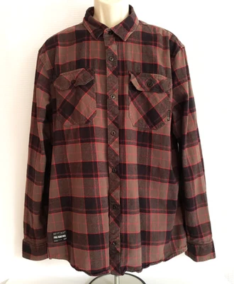 Fox Racing Button Up Flannel Shirt Mens XL Gray Plaid Long Sleeve Casual Outdoor - Image 1 of 4