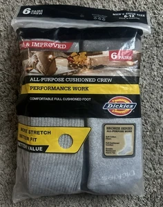 Dickies Socks Men's 6 Pack Performance Work Gray Crew Size 6-12 New With Tag! - Picture 1 of 2
