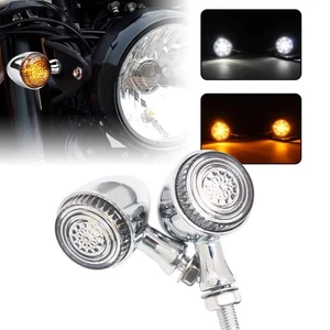 Motor LED Turn Signal Indicator Light Running Light Amber White Chrome For Honda - Picture 1 of 20