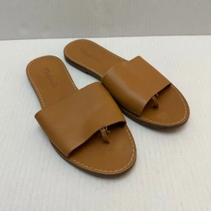 Madewell The Boardwalk Post Slide Sandal Womens 7.5 Leather Caramel Brown - Picture 1 of 11