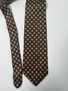 Vtg Brooks Brothers Makers Repp Silk Neck Tie USA Brown Geometric 3.75x56” - Picture 1 of 3