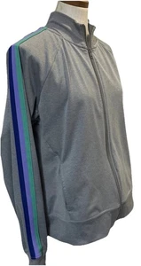 Athletic Works Gray Striped Sleeves Jacket Zip Closure Long Sleeve Size Large VG - Picture 1 of 12