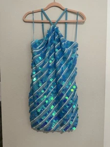 Dress The Population Sky Blue Suri Sequin-Embroidered Minidress Size Medium - Picture 1 of 4