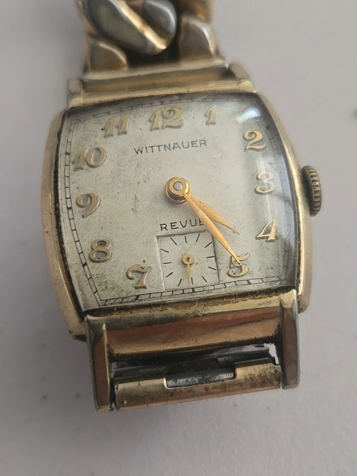 Reloj Pulsera Hombre Vintage Mecánico Cuerda Tono Dorado Wittnauer Revue Funciona Foto 1 de 4
