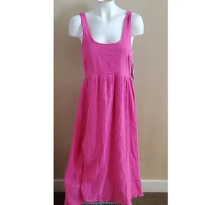 Womens DKNY Jeans Shocking Pink Gauzy Sleeveless Maxi Sun Dress Size Small NWT - Picture 1 of 1