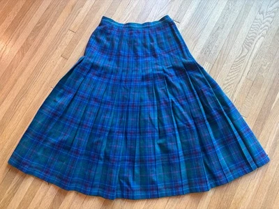 Falda plisada de lana tartán azul vintage Pendleton hecha en EE. UU. Academia a cuadros  Foto 1 de 4