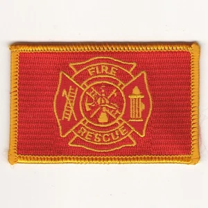 Feuerwehr Bügelbild Patch 2" x 3,25" rot/gold Malteserkreuz Feuerwehrmann EMT - Bild 1 von 1