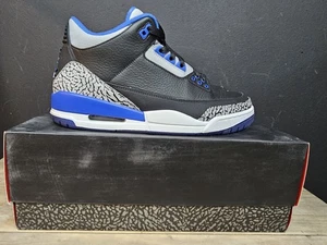 Size 10.5 - Air Jordan 3 Retro Sport Blue Excellent Condition With Original Box - Picture 1 of 14
