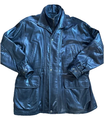 Chaqueta de cuero negra vintage Bod & Christensen Couture para hombre talla grande Foto 1 de 4